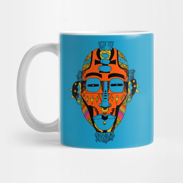 Orange Blue African Mask 5 by kenallouis